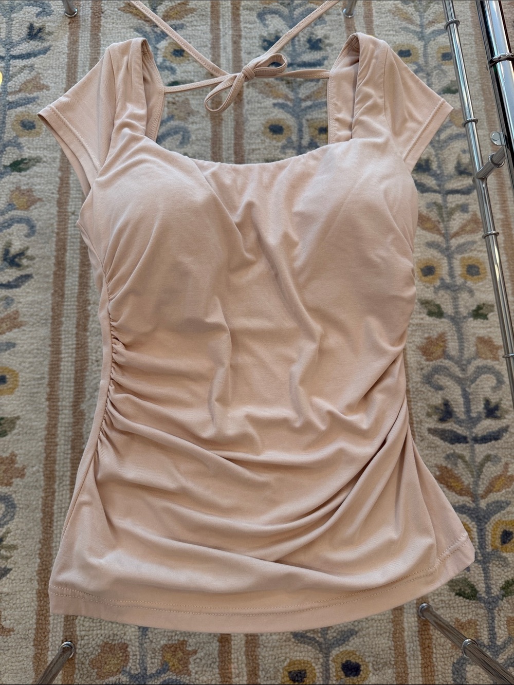 OGL Ruched Square-Neck Camisole with built in bra and Tie Back